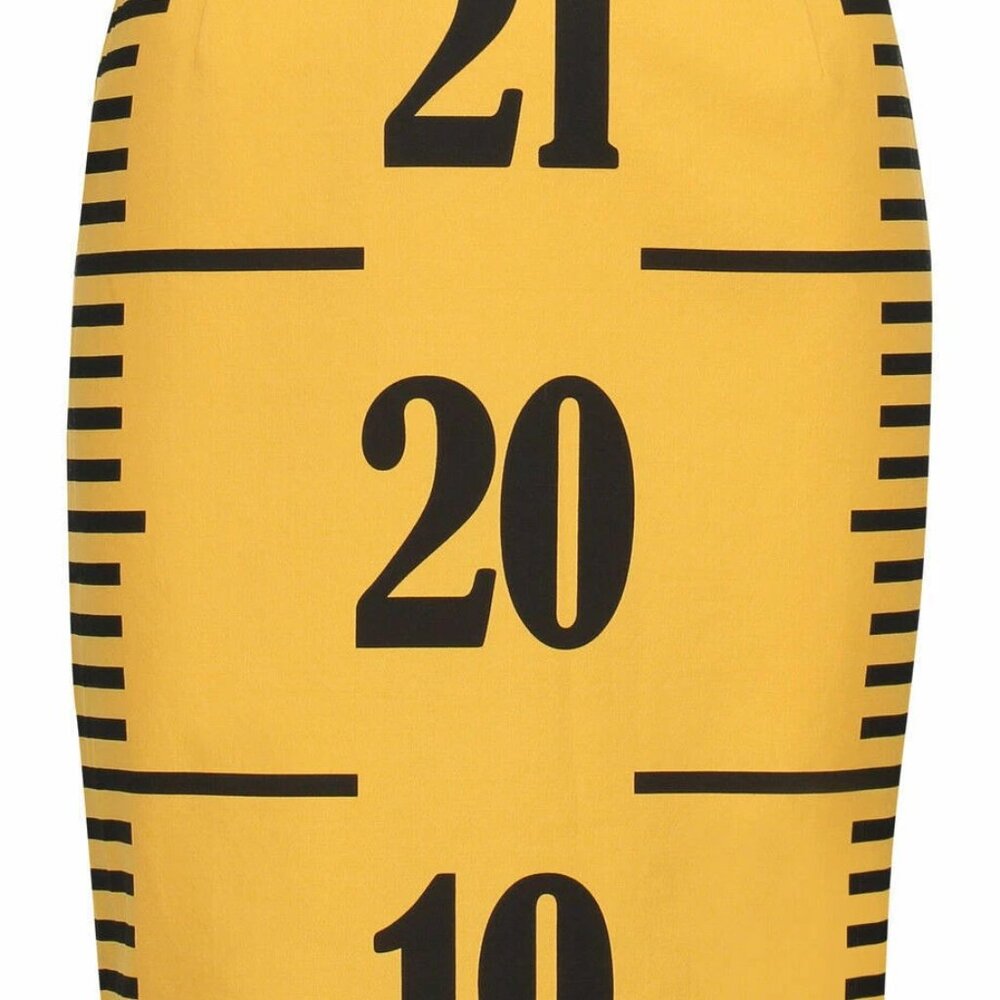 Moschino Couture Ruler Yellow Measure Tape Wool Lined Skirt $975 NWT USA 8 IT42 - Picture 6 of 13